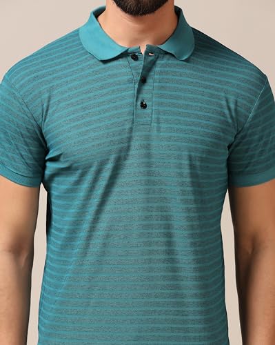 Toplot Men'S Regular Fit Half Sleeve Casual Polo T-Shirt (Lining-Polo-5166-Rama-S),Rama,,B0CXT764YW