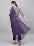 Anni Designer Women'S Cotton Blend Straight Printed Kurta With Pant & Dupatta (Dmpl Begani_Xl_Purple_X-Large),Purple,XL,Cotton Blend,DMPL_1381,Kurta, Scarf