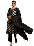 Libas Women's Silk Blend Kurta Set (39079B_Black