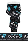 Thank You Healthcare Heroes Wired Edge Ribbon - 2.5 x 10 Yards (Black)