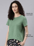 Enamor Women'S Solid Relaxed Fit T-Shirt (E305_Dark Ivy L)