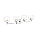 Living District Foster 4-Light Iron & Glass Bath Sconce In Chrome/Clear