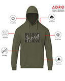 Adro Men'S Cotton Neck Hooded Sweatshirt (H22-M-Inv-Ol_Olive_M)