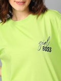 Kotty Women'S Cotton Blend Printed Oversized T-Shirts,Bitter Lime Green_32Apparel,S