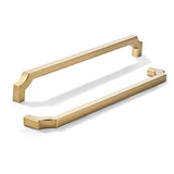 khtumeware 2-Pack 10 Inch Square Brushed Brass Cabinet Pulls, Solid Satin Brass Zinc Alloy Heavy-Duty Handles for Kitchen/Bathro