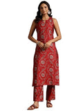 Libas Women'S Silk Blend Kurta Sets (36810_Red