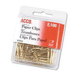 Paper Clips, Wire, No. 2, 11/8, Gold Tone, 100/Box