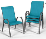 Bylring Stackable Outdoor Patio Dining Chairs with Backrest/Armrests for Lawn Garden Balcony Deck Camping-Set of 2 Or 4 (4, Gree