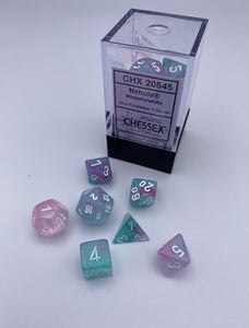 Wisteria Nebula Mini Dice With White Colored Numbers 10Mm (3/8In) Set Of 7 Chessex