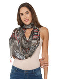 Shiloh Grey & Black Printed Scarf