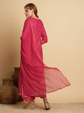 Gosriki Women'S Cotton Blend Straight Printed Kurta With Pant & Dupatta (Kamita Pink-Gs_S_Pink_Small),Pink,,B0D83RYLDJ