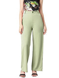 Kotty Women'S High Rise Cotton Blend Relaxed Fit Trousers Sage Green,Sage GreenApparel,30