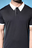 Leriya Fashion Men's T-Shirt | Cotton & Polyester Solid Varsity Inspired Regular Fit T-Shirt For Boys | Polo-Collar Neck | Perfect For Casual | Office | Outing Wear Gift For Men (X-Large Black),Black