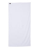 Q-Tees Velour Beach Towel - White, One Size