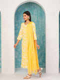 Gosriki Women'S Cotton Blend Straight Printed Kurta With Pant & Dupatta (Mei Yellow-Nb-Gs_L_Yellow_Large),Yellow,,B0D4JBH31S