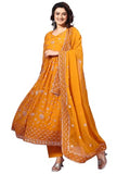 Wedani Georgette Embroidered Sequins Anarkali Suit For Women (In Alpha L Regular Yellow),YELLOW,L