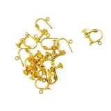 ATORSE 2xNonPiercing Brass Adjustable Screw Earring Clip Flat Hooks DIY Craft Gold