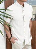 Toplot Men'S Solid Regular Fit Shirt (Popcorn-Mandarin-5210-White-Xl_White,White,,B0DK536469