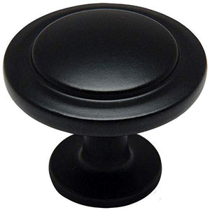 10 Pack - Cosmas 5560FB Flat Black Cabinet Hardware Round Knob - 1-1/4 Diameter