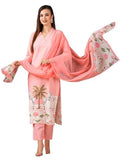 Anni Designer Women'S Cotton Blend Straight Printed Kurta With Pant & Dupatta (Gosala Pink-Nw_L_Pink_Large),Pink,L