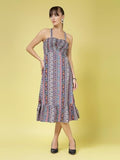 Oomph! Women'S Western & Fusion Wear Printed Crepe Dress For Women Smocked Bodice Black - Md1030,Jet Black 1Apparel,XL
