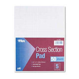 tops Cross Section Pads 5 Squares 8 12 x 11 White 50 Sheets