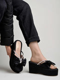 Shoetopia Women'S Platform Heel Sandal,Black,3,B0CXHZKBCM