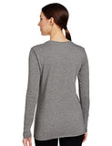 Enamor Essentials E057 Slim Fit Cotton Long Sleeve Crew Neck Tee For Women(E057-Mediumgrey Melange-S)
