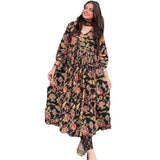 Gosriki Women'S Rayon Blend Printed Anarkali Kurta With Pant & Dupatta (Belono Black-Gs_Xxl_Black_Xx-Large),Black,2,B0DPZC8DNG