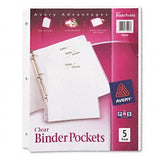 Avery Binder Pockets POCKET,BNDR 5PK, CLR VCGAP41ASST (Pack of20)