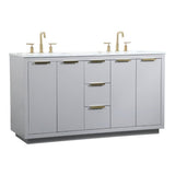 Elegant Decor Blake 60 Aluminum Alloy Mdf Double Bathroom Vanity In Gray