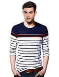 Eyebogler Men Regular Stripe Full Sleeve T-Shirt(S-T50-Nbor_Navy_S)