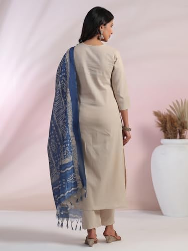 Anni Designer Women'S Rayon Blend Embroidered Straight Kurta With Pant & Dupatta (Jankari Blue_Xxl_Blue_Xx-Large),Blue,2XL,Rayon Blend,Regular,