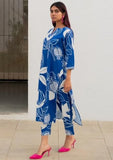 Anni Designer Women'S Rayon Blend Straight Printed Kurta With Pant (Anaar-Blue_Xxl_Blue_Xx-Large),Blue,2XL,Rayon Blend,Regular,