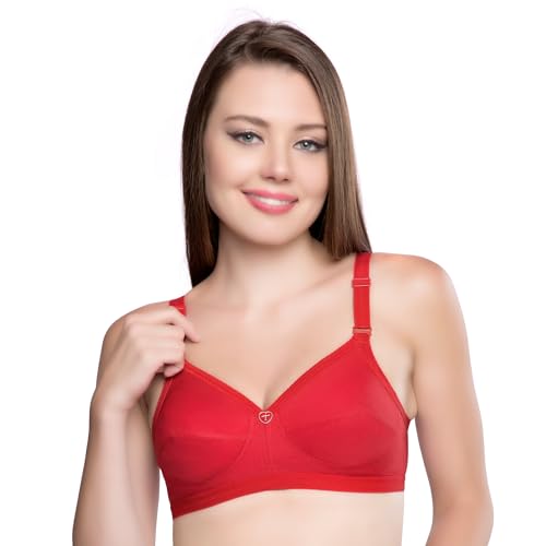Trylo Women'S Cotton T-Shirt Bra Women'S Non-Wired Bra (Sarita_Red_36C),Red,36,B07YYLBYHP