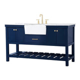Elegant Decor Clement 60 Aluminum Mdf Single Bathroom Vanity In Blue