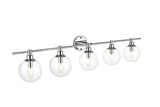 Living District Jaelynn 5-Light Iron & Glass Bath Sconce In Brass/Clear