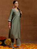 Libas Women'S Silk Blend Kurta Sets (Gs922_Olive