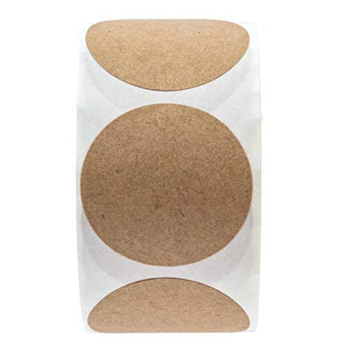 1.5 Natural Brown Kraft Stickers/500 Labels per Roll/Permanent Adhesive