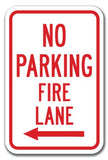 No Parking Fire Lane with Left Arrow Sign 12 X 18 Heavy Gauge Aluminum Signs