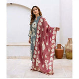 Anni Designer Women'S Rayon Viscose Printed Straight Kurta With Pant & Dupatta (Panuja Grey_Xl_Grey_X-Large),Grey,XL,Rayon Viscose,Regular,