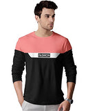 Eyebogler Men'S Straight T-Shirt (T312_Black::Peach:: White S)