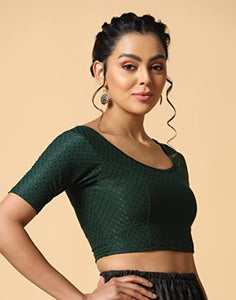 Toplot Cotton Blend Lycra Stretchable Readymade Blouses Pack Of 2 (Combo-5058-Blk-Gre-42) Black-Green,Black-Green,42,B0CV58GCB8
