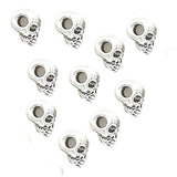 ATORSE 3x10pcs Retro Skull Spacer Beads Antique Silver