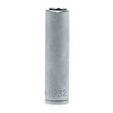 Teng Tools 11/32 Inch 6 Point SAE Deep 1/4 Inch Drive Chrome Vanadium Socket | Mechanic Tool | Hand Tool - M140211-C