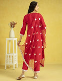 Kaari Rayon Staple 3 PCS Women Kurta Set (KAAAW24WSKD-82023_Indian Chilli Red,Indian Chilli Red