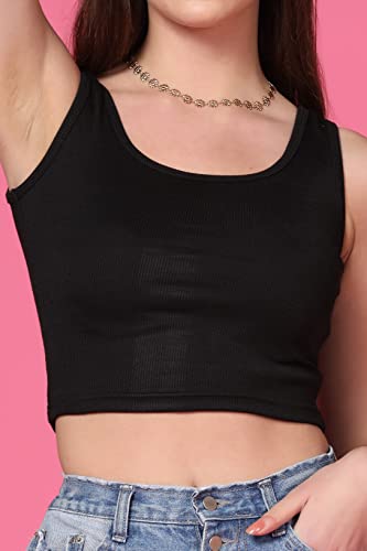 Toplot Women'S Solid Ribbed Round Neck Sleeveless Slim Fit Tank Top (Tank-Top-5069-Black-M),Black,,B0BS3G4F27