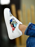 Shoeopia Lace-Up Printed Detail White Sneakers For Women & Girls /Uk4,White,4,B0CCJSGNP5