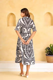 Leriya Fashion Rayon Women Below The Knee Western Midi Casual Dress (LF-WD1193-01_Black_Small)