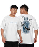 Kyda Men'S Oversized 100% Cotton Round Neck Front And Back Printed Tshirt (Pack Of 1) White,WhiteApparel,2XL